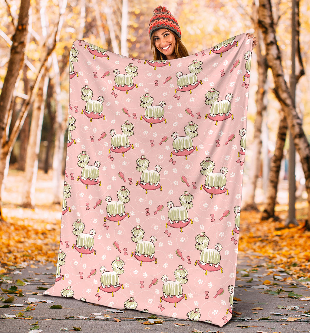 Bichons Frise Pattern Print Design 01 Premium Blanket