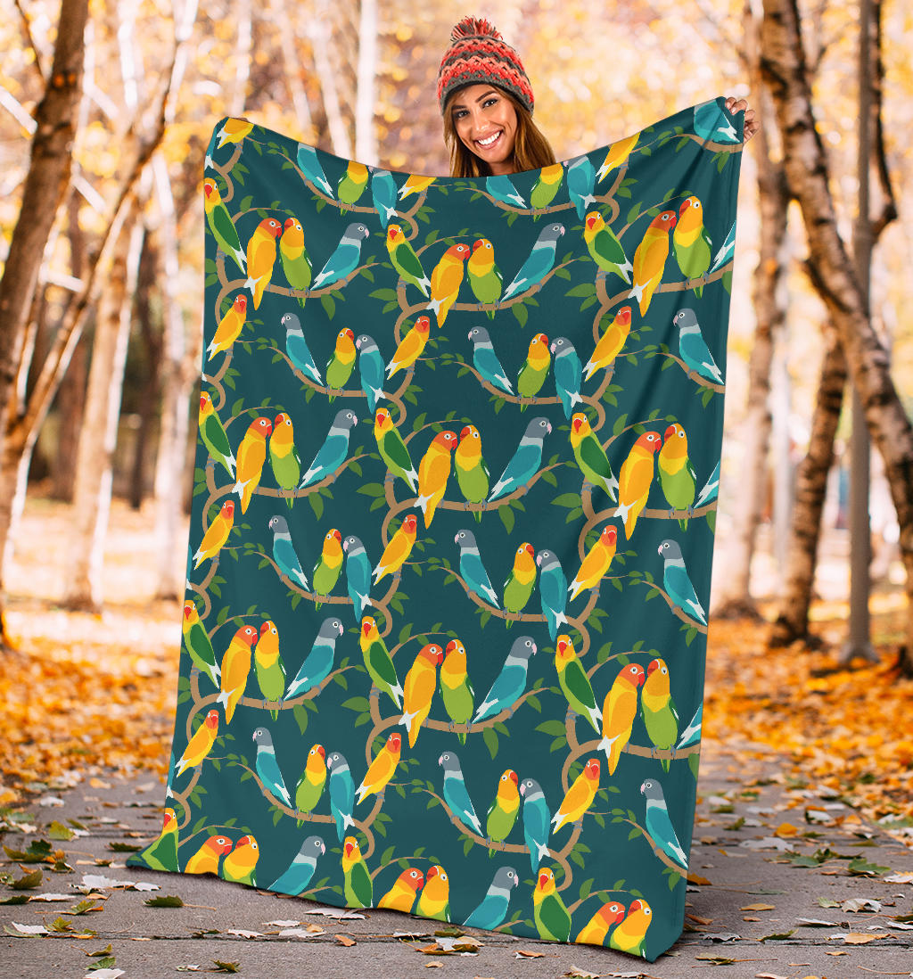 Lovebird Pattern Print Design 02 Premium Blanket