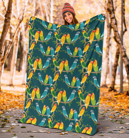 Lovebird Pattern Print Design 02 Premium Blanket