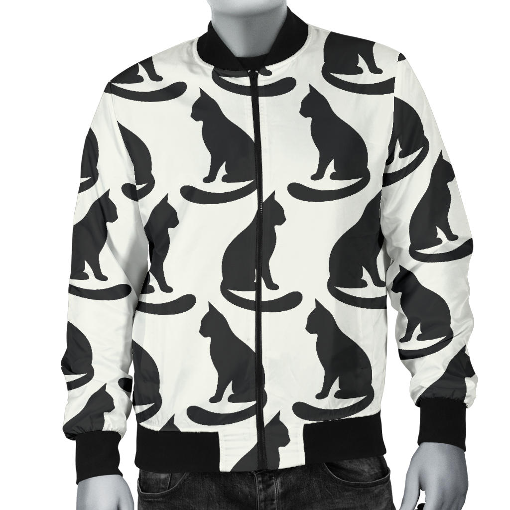 Black Cat Pattern Print Design 02 Men Bomber Jacket