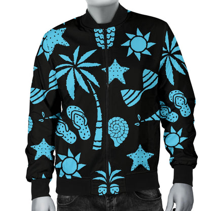 Beach Scene Pattern Print Design 03 Men Bomber Jacket