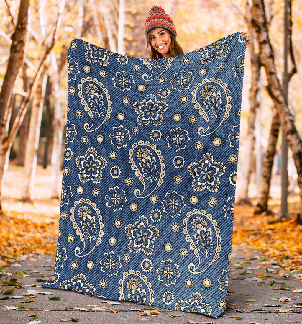 Jean Paisley Pattern Print Design 01 Premium Blanket
