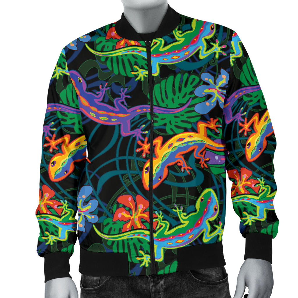 Gecko Colorful Pattern Print Design 01 Men Bomber Jacket