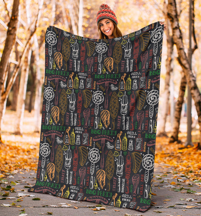 Barbecue Pattern Print Design 03 Premium Blanket