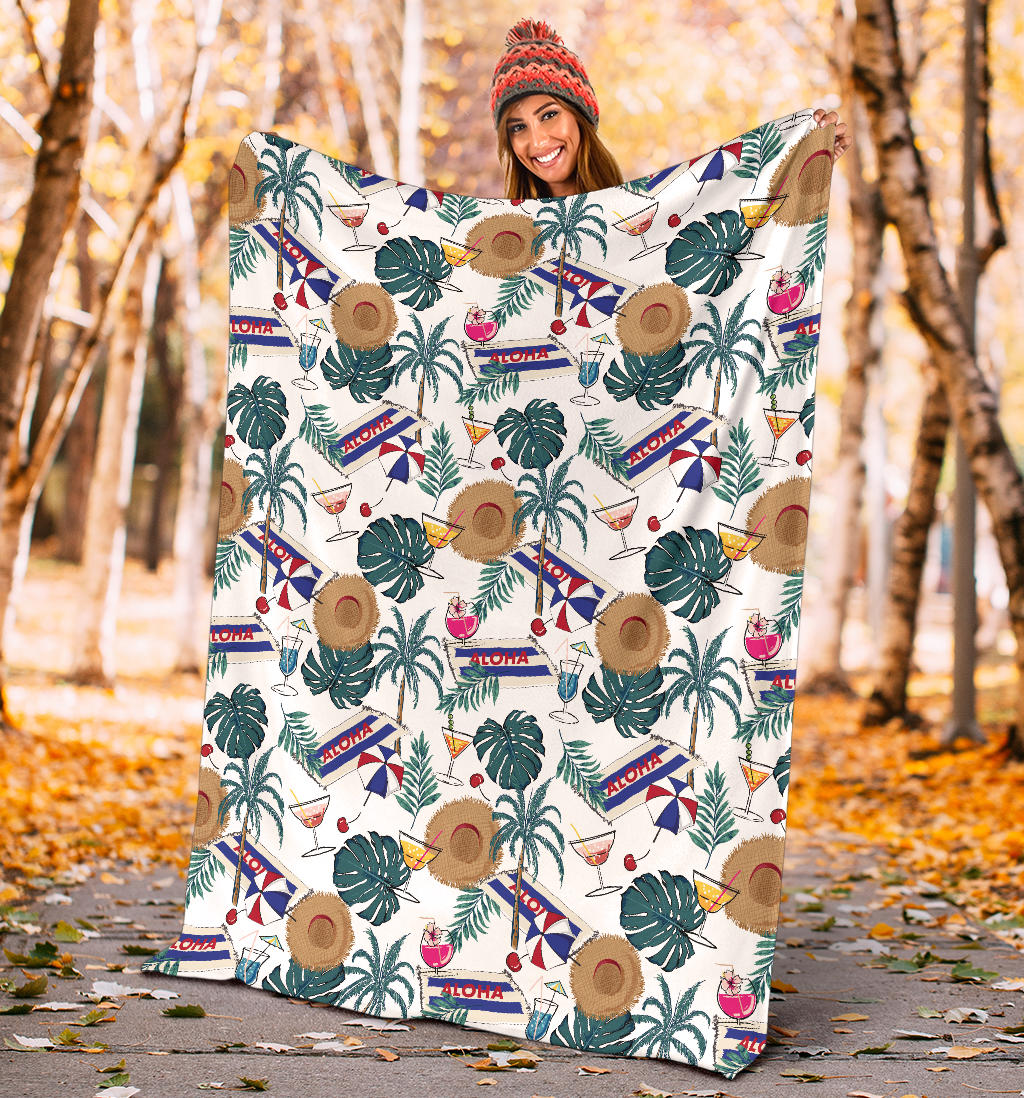 Aloha Hawaii Beach Pattern Print Design 04 Premium Blanket