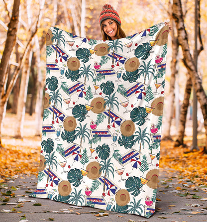 Aloha Hawaii Beach Pattern Print Design 04 Premium Blanket