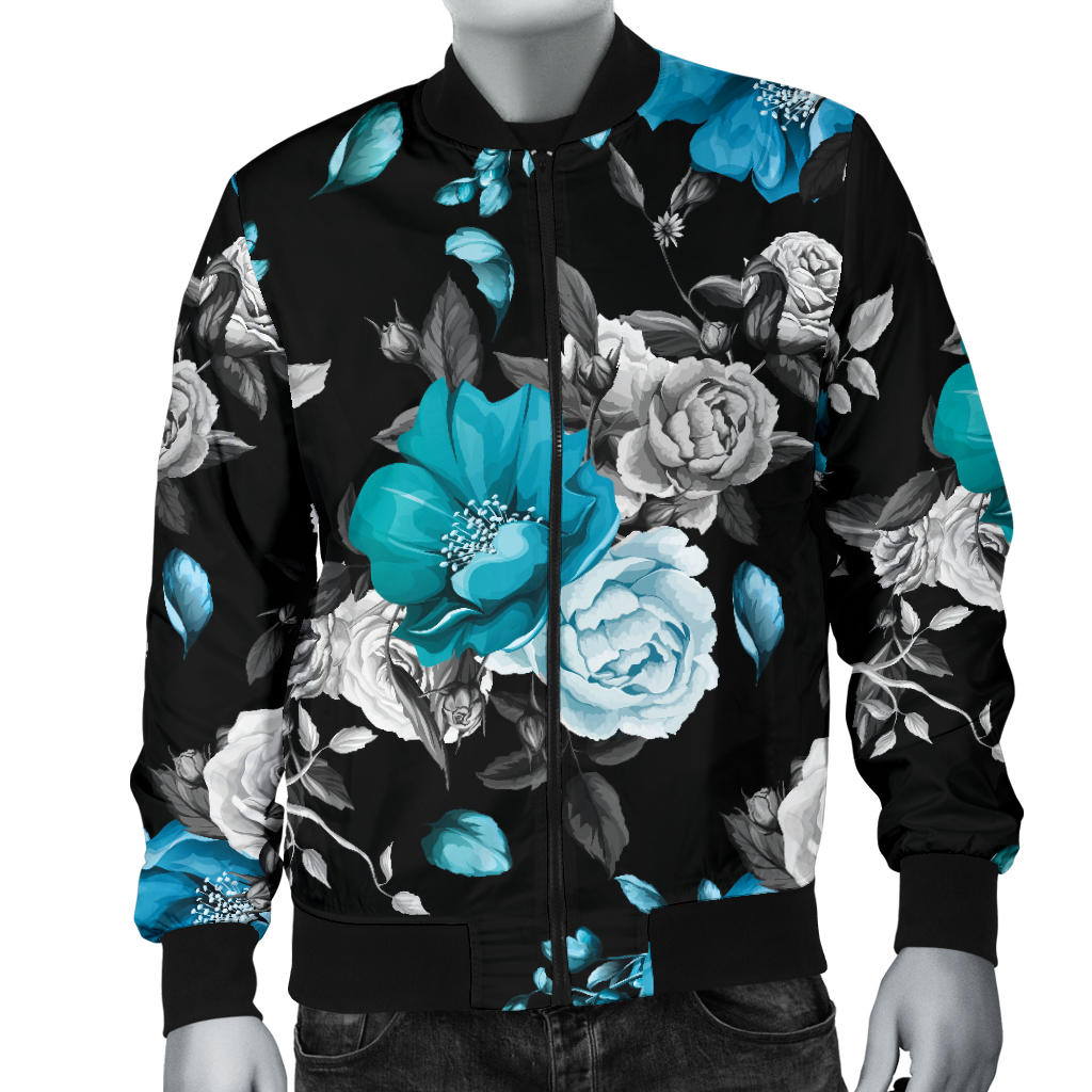 Rose Pattern Print Design A02 Men Bomber Jacket