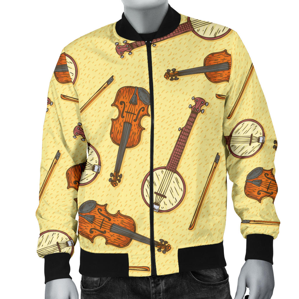 Banjo Violin Pattern Print Design 01 Men Bomber Jacket