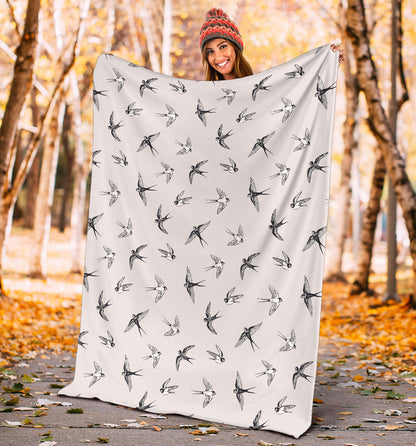 Swallow Bird Pattern Print Design 04 Premium Blanket