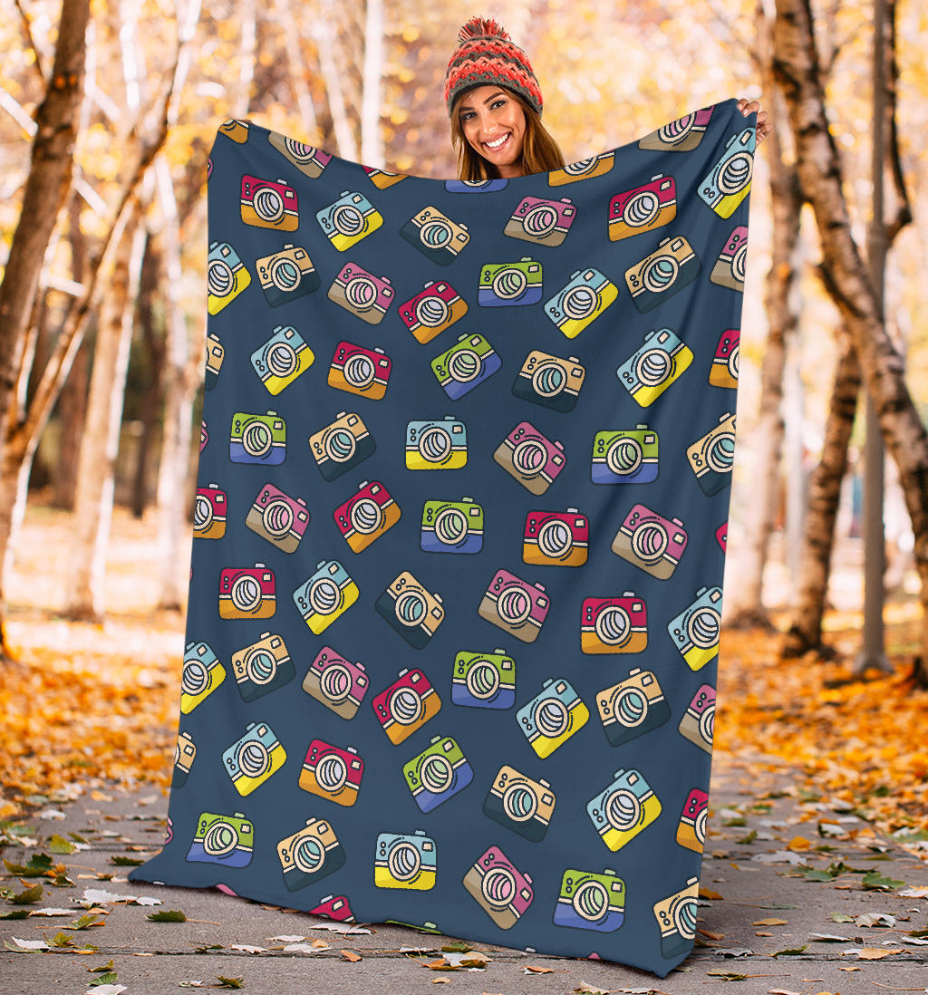 Camera Pattern Print Design 03 Premium Blanket