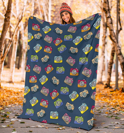 Camera Pattern Print Design 03 Premium Blanket