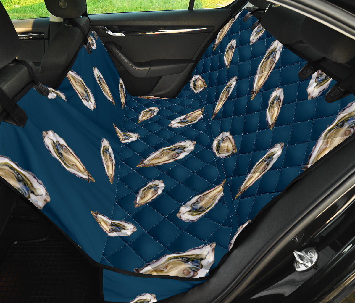 Oyster Pattern Print Design 03 Rear Dog Car Seat Cover Hammock