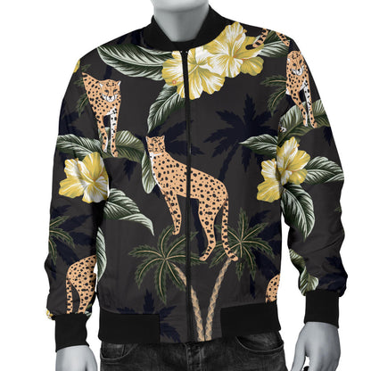 Cheetah Pattern Print Design 04 Men Bomber Jacket
