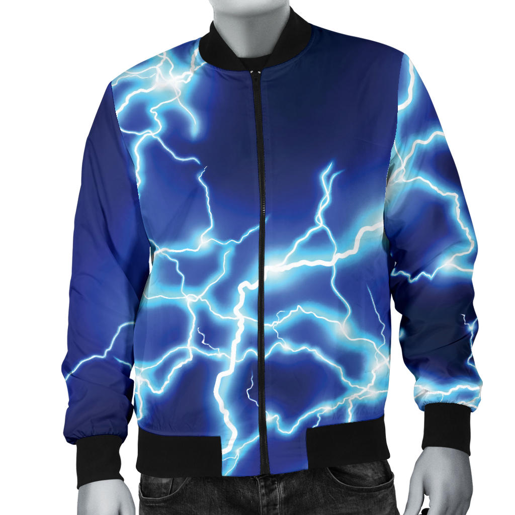 Lightning Thunder Pattern Print Design 04 Men Bomber Jacket