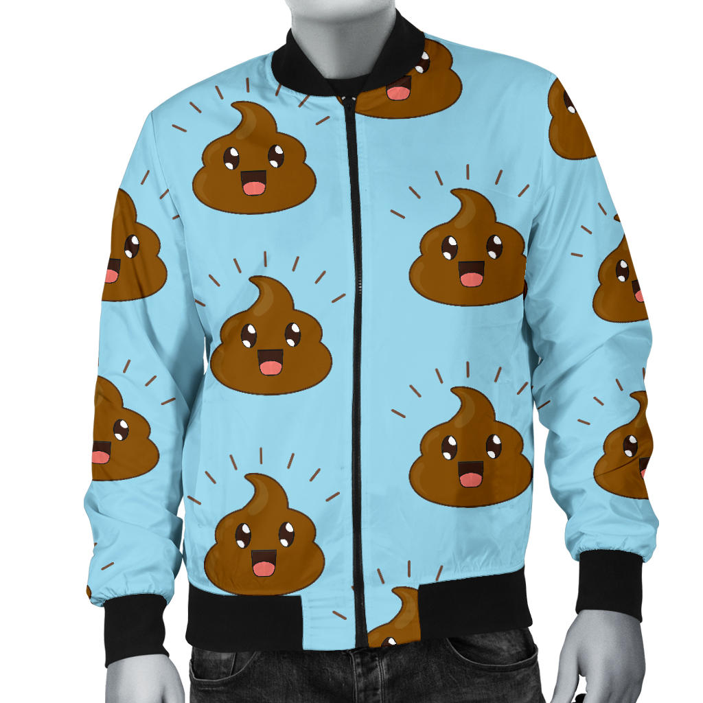 Poop Emoji Pattern Print Design A03 Men Bomber Jacket