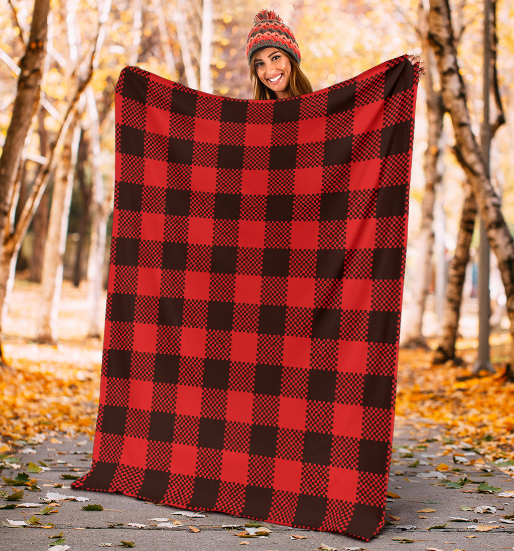 Buffalo check Red Pattern Print Design 05 Premium Blanket