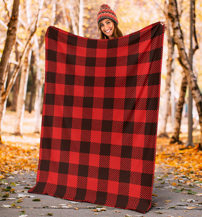Buffalo check Red Pattern Print Design 05 Premium Blanket