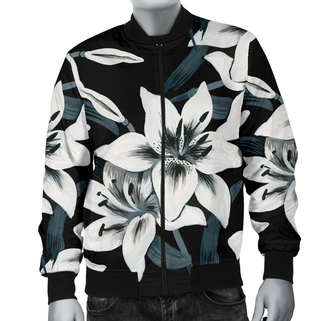 Lily Pattern Print Design 03 Men Bomber Jacket