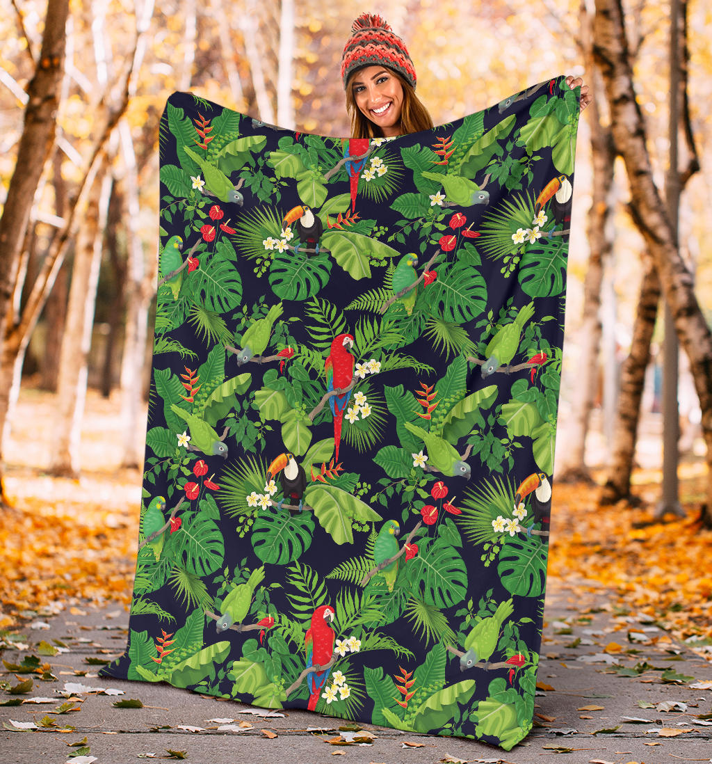 Rainforest Parrot Pattern Print Design A03 Premium Blanket