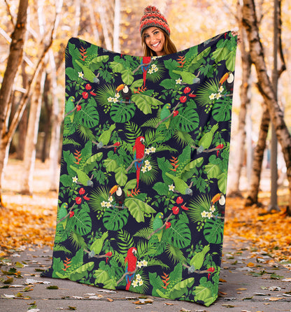 Rainforest Parrot Pattern Print Design A03 Premium Blanket