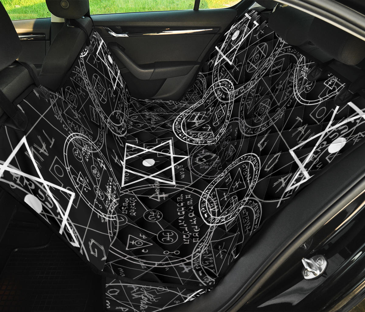 Pentagram Pattern Print Design A01 Rear Dog Car Seat Cover Hammock