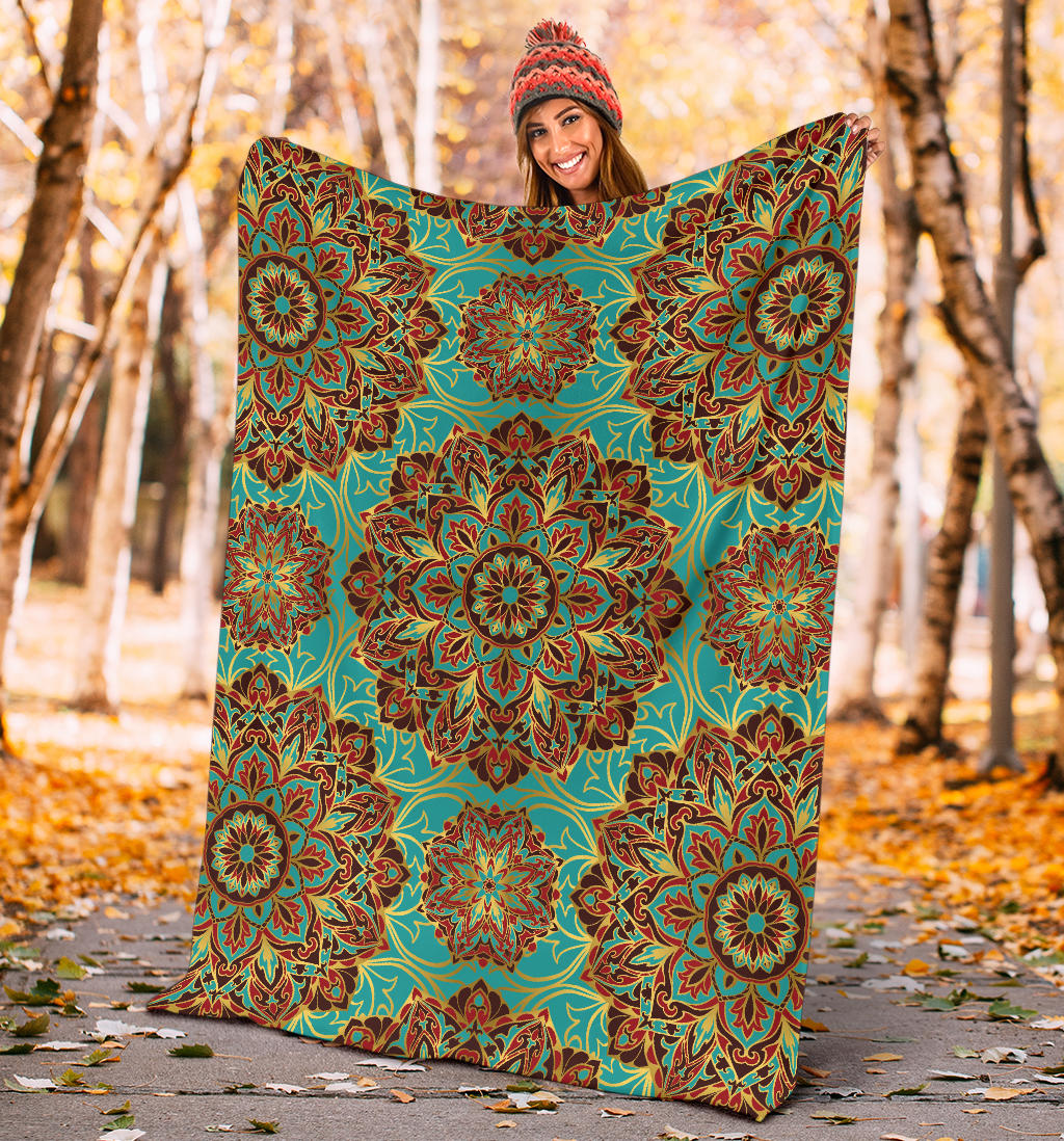 Medallion Pattern Print Design 02 Premium Blanket