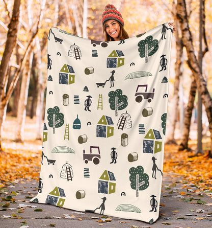 Agricultural Farm Print Design 01 Premium Blanket