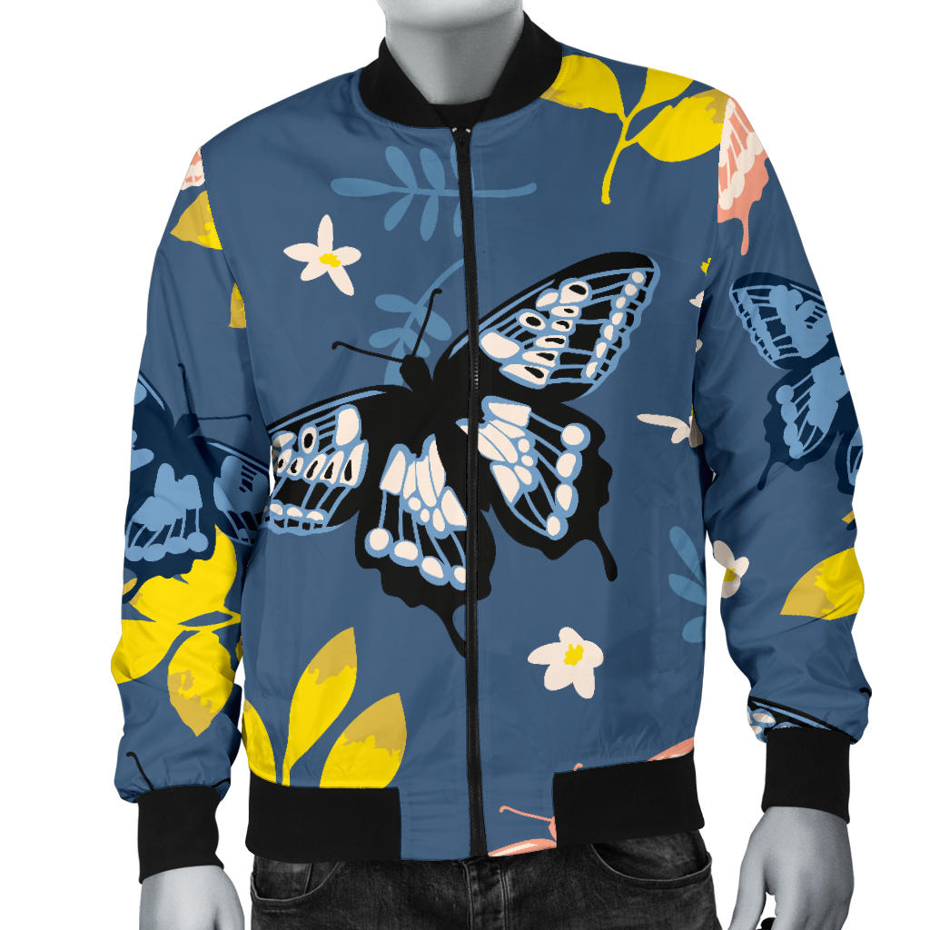 Monarch Butterfly Pattern Print Design 02 Men Bomber Jacket