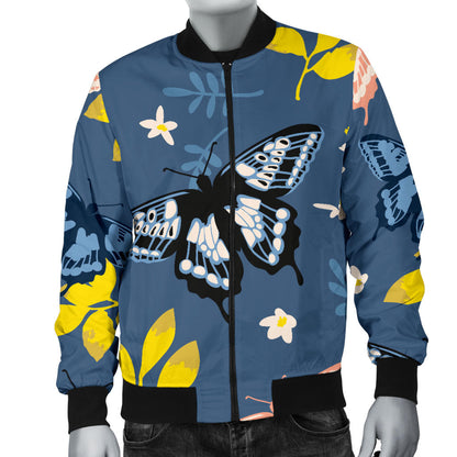 Monarch Butterfly Pattern Print Design 02 Men Bomber Jacket