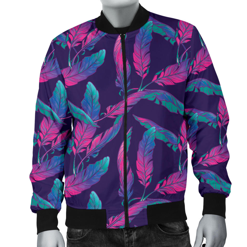 Banana Leaf Pattern Print Design 08 Men Bomber Jacket
