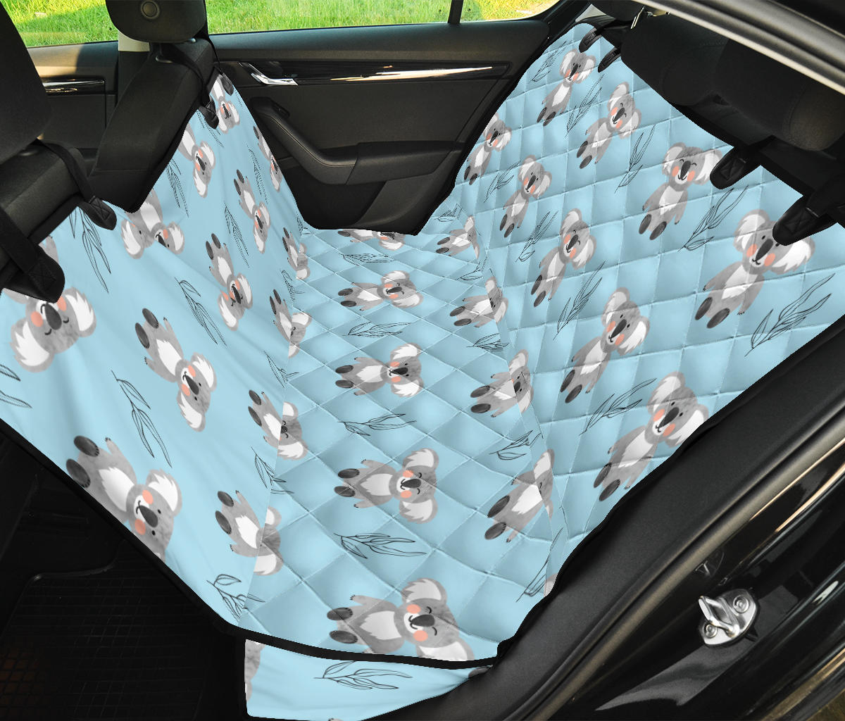 Koala Pattern Print Design 01 Rear Dog Car Seat Cover Hammock