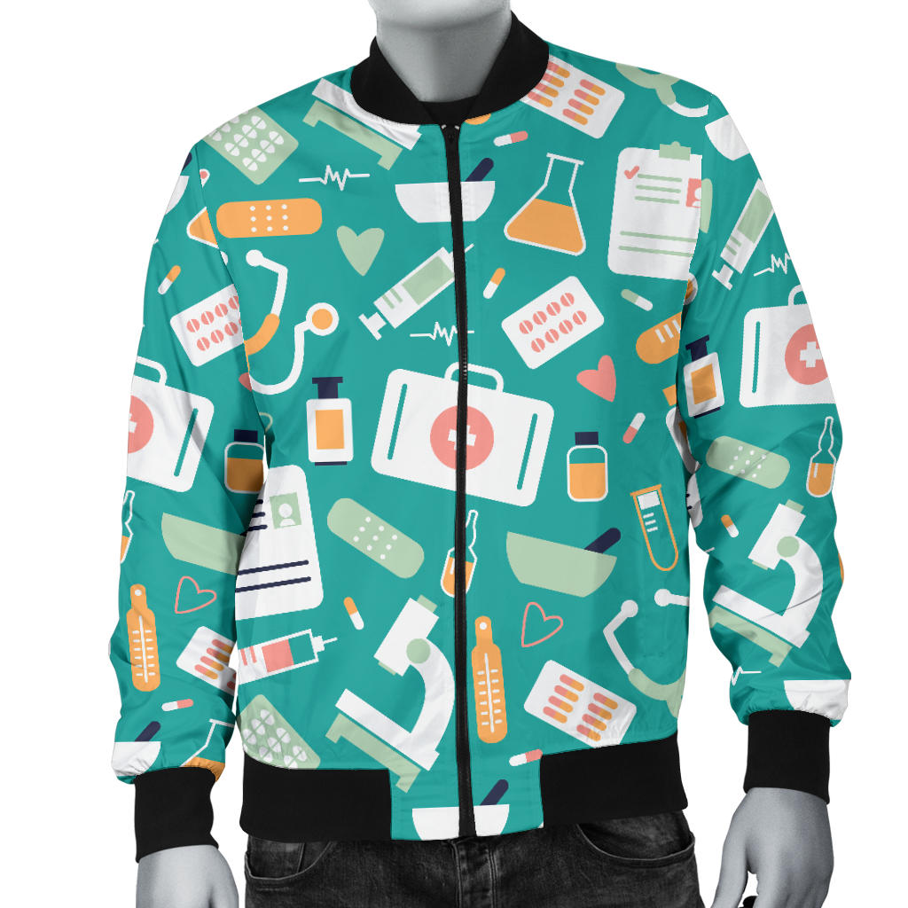 Medical Pattern Print Design 03 Men Bomber Jacket
