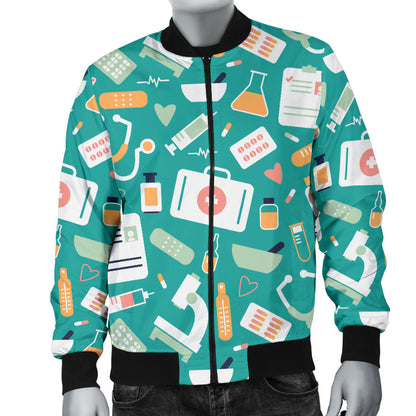 Medical Pattern Print Design 03 Men Bomber Jacket