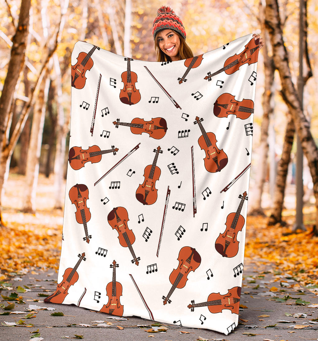 Violin Pattern Print Design 02 Premium Blanket