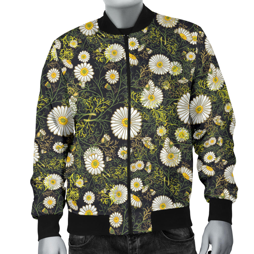 Daisy Pattern Print Design 03 Men Bomber Jacket