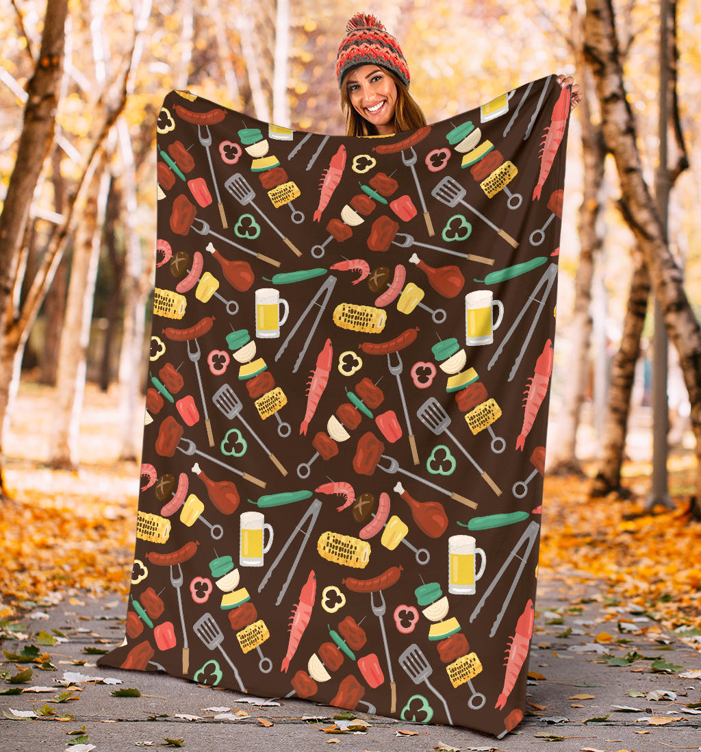 Barbecue Pattern Print Design 05 Premium Blanket