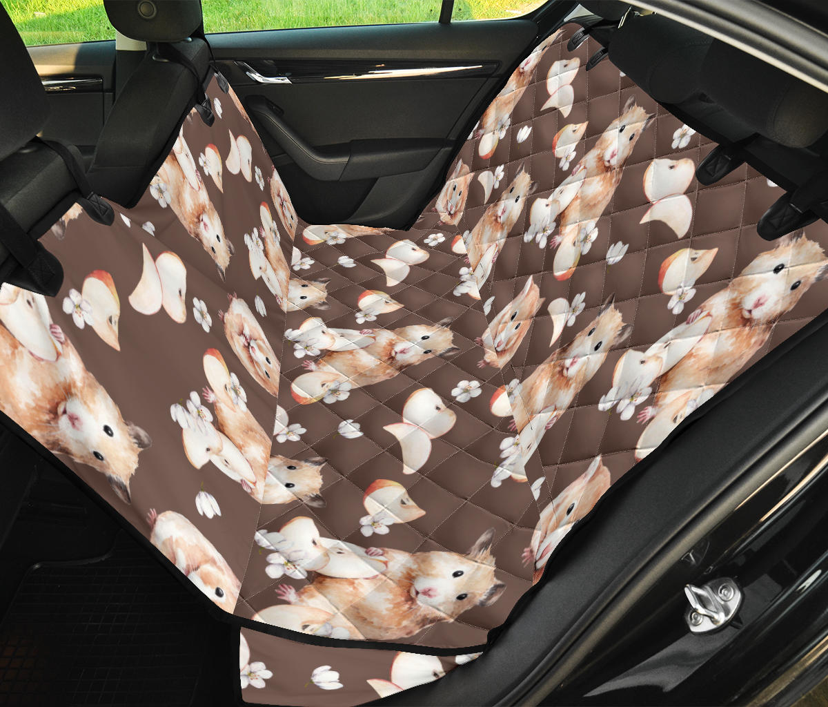 Hamster Pattern Print Design 03 Rear Dog Car Seat Cover Hammock