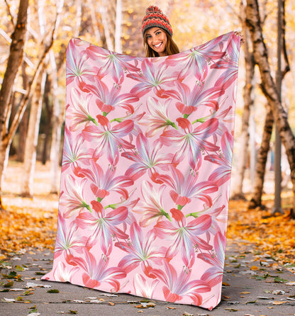 Amaryllis Pattern Print Design 02 Premium Blanket