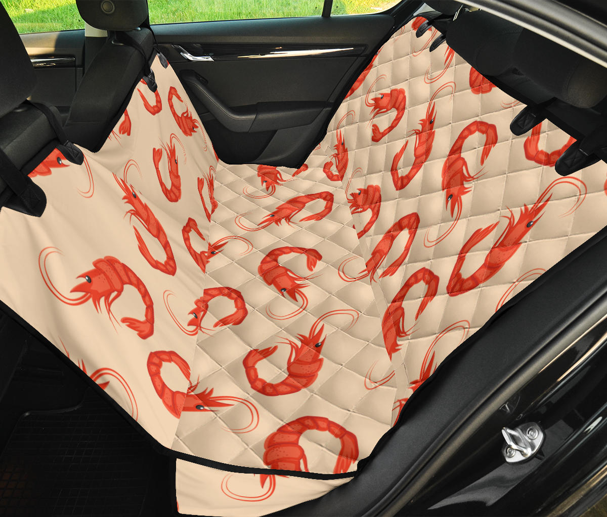 Prawn Pattern Print Design 02 Rear Dog Car Seat Cover Hammock