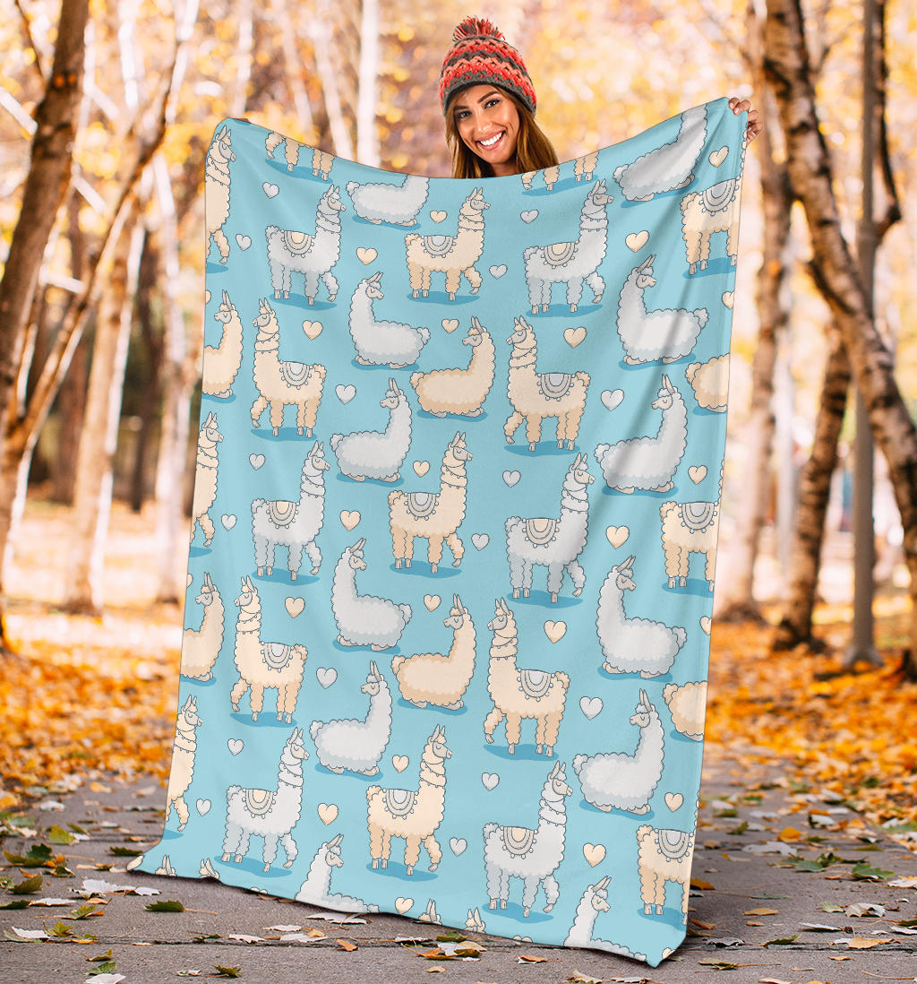 Alpaca Pattern Print Design 06 Premium Blanket