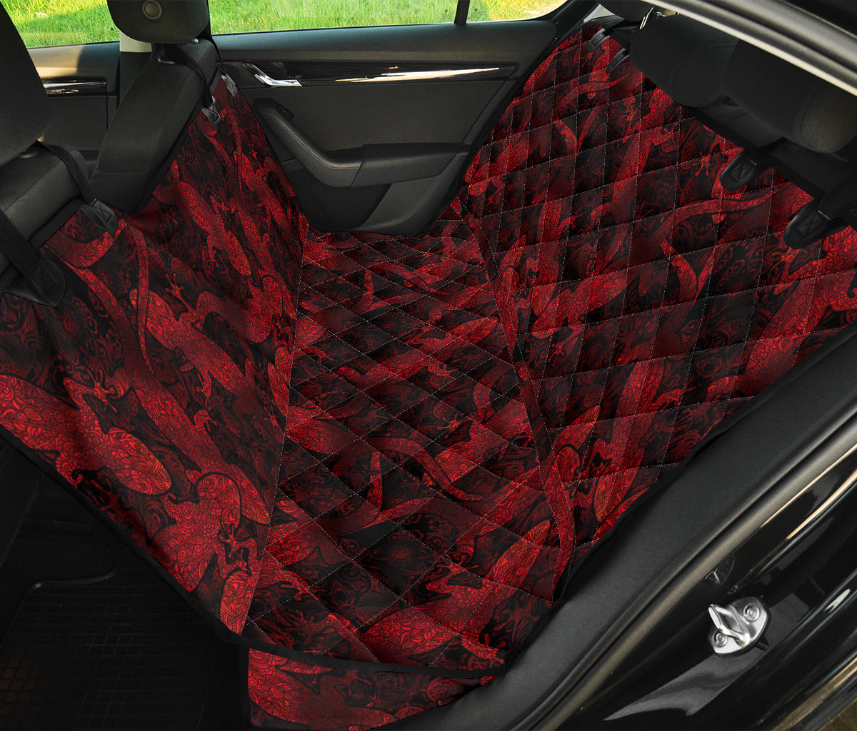 Gecko Pattern Print Design 04 Rear Dog Car Seat Cover Hammock
