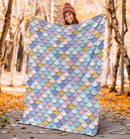 Mermaid Scales Pattern Print Design 05 Premium Blanket