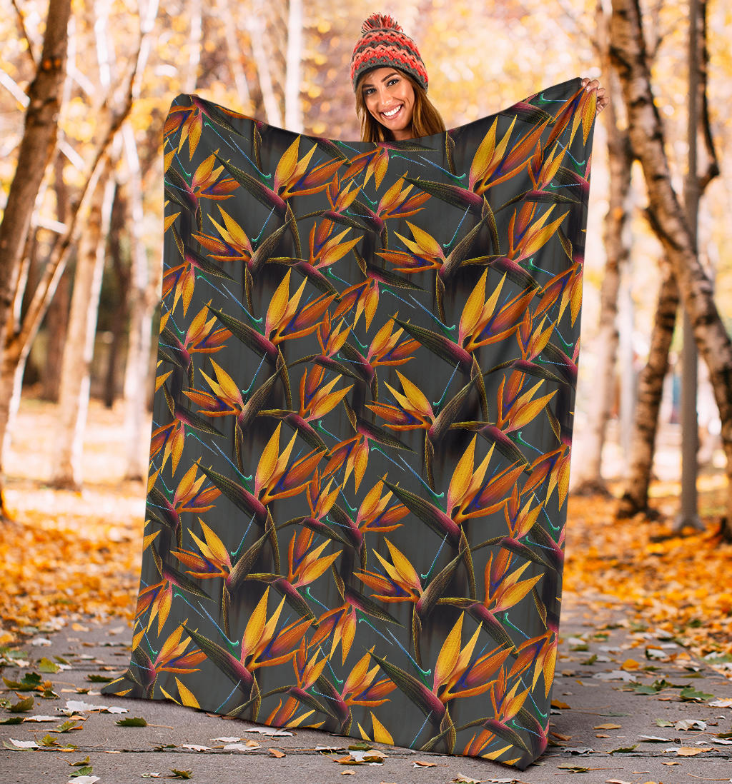 Bird Of Paradise Pattern Print Design 01 Premium Blanket