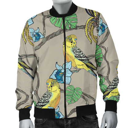Parakeet Pattern Print Design A02 Men Bomber Jacket