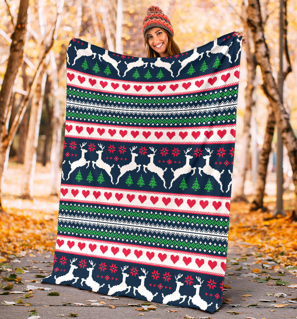 Reindeer Pattern Print Design 03 Premium Blanket