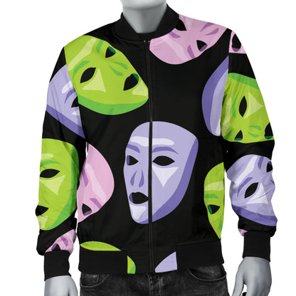 Acting Mask Pattern Print Design 04 Men Bomber Jacket