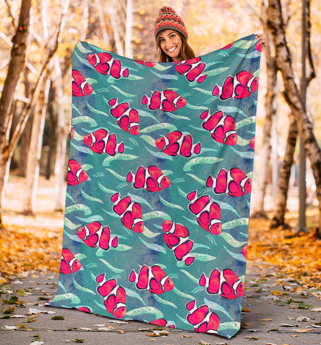 Clownfish Pattern Print Design 02 Premium Blanket