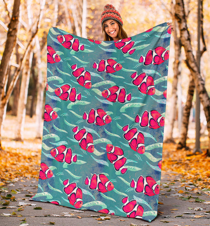 Clownfish Pattern Print Design 02 Premium Blanket