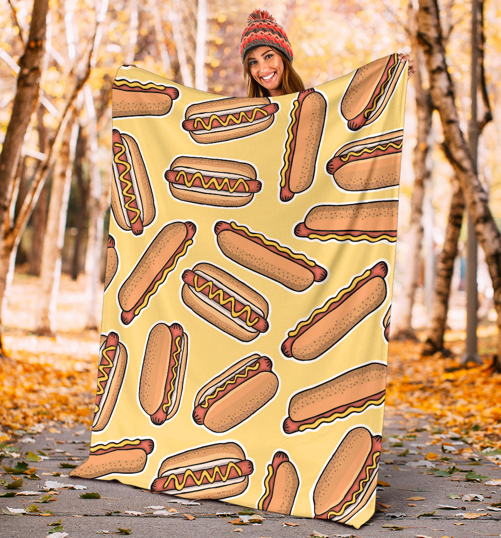 Hot Dog Pattern Print Design 01 Premium Blanket