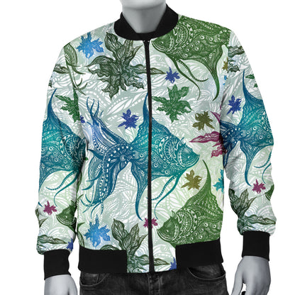 Angelfish Tribal Pattern Print Design 01 Men Bomber Jacket